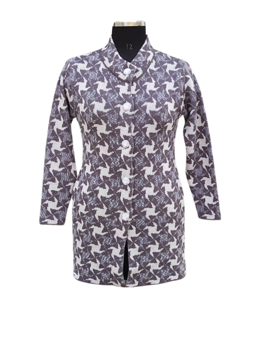 Women Long coat Brown Flower printed design